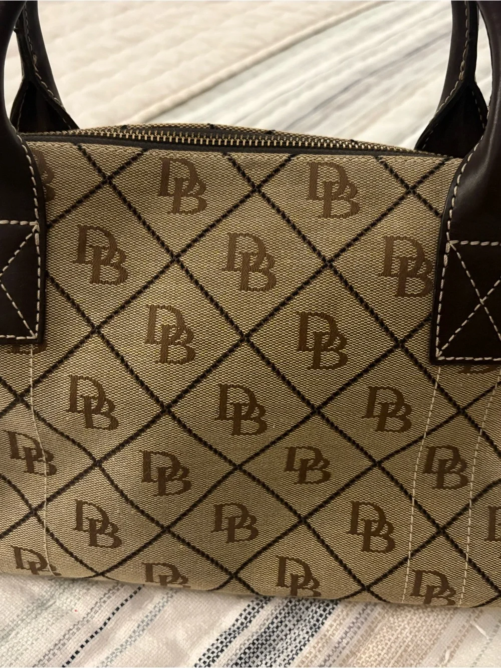 Dooney & Bourke DB Signature Monogram Barrel Satchel Bag- never used